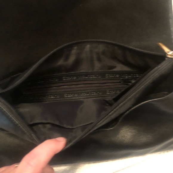 Stone Mountain Black Leather Purse with Shoulder Strap Excellent Cond 13.5x8” - Picture 5 of 8